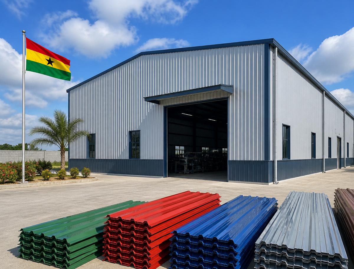 Roof Depot roofing sheet manufacturing facility on the Kasoa–Winneba highway